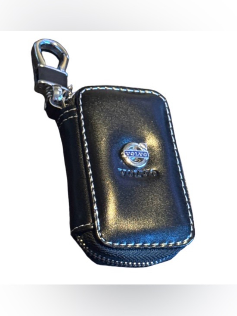 Volvo Black Leather Key  fob Pouch with Silver Logo